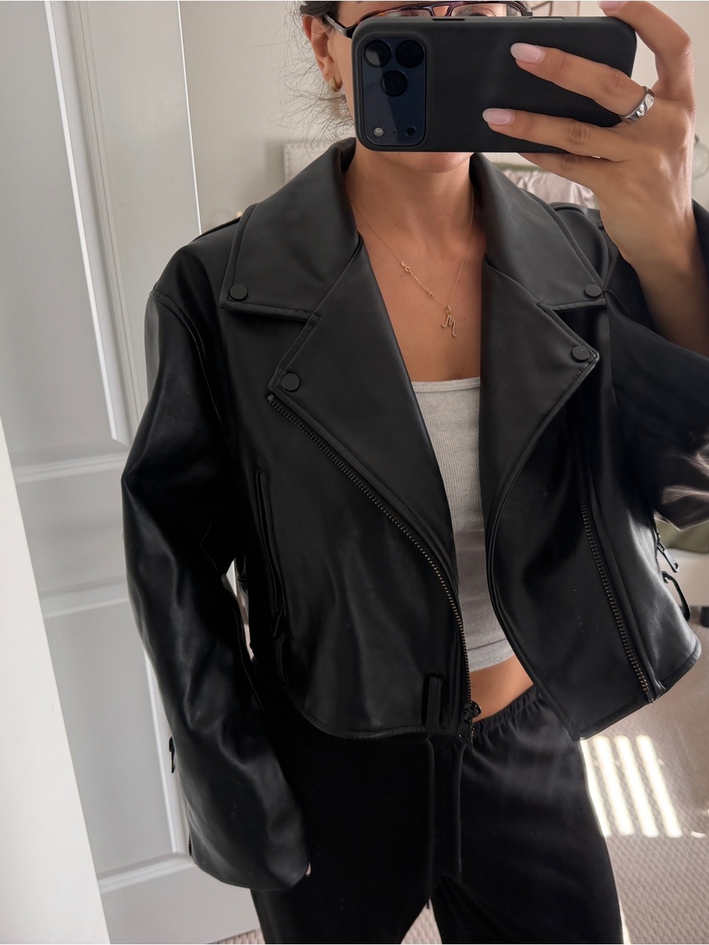 LIONESS Faux Leather Biker Jacket